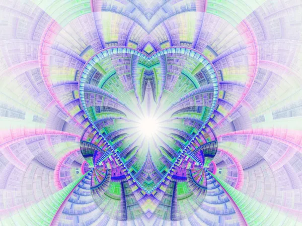 Corazón fractal de luz colorida, obra de arte digital para el diseño gráfico creativo — Foto de Stock