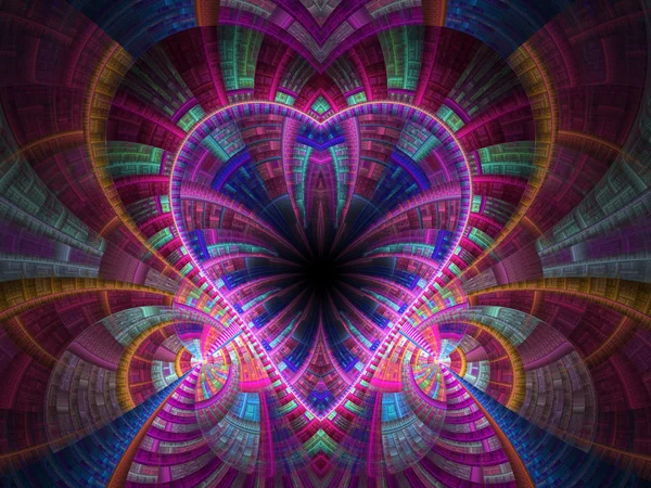 Разноцветное фрактальное сердце, цифровое оформление для творческого графического дизайна — стоковое фото