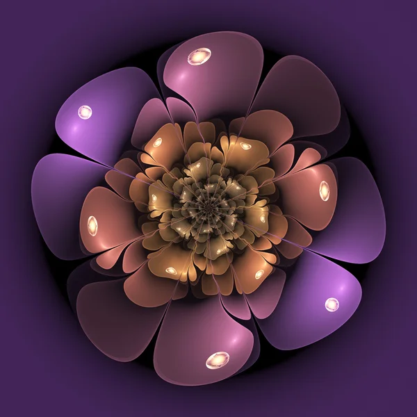 Smidig violett fraktal blomma, digitala konstverk för kreativ grafisk design — Stockfoto