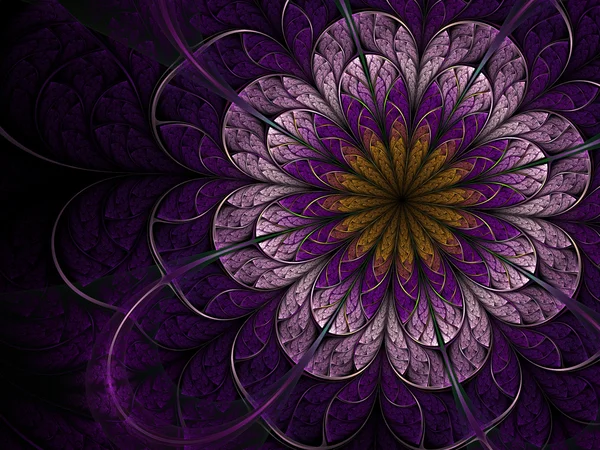 Dark purple fractal flower, digital artwork for creative graphic design — Stock Photo, Image