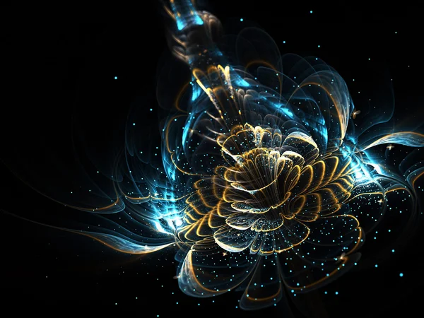 Shiny fractal flower, digital artwork for creative graphic design — Stock Photo, Image