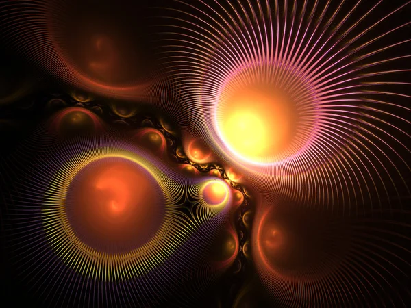 Fiery themed fractal clockwork, digital artwork for creative graphic design — Stock Photo, Image