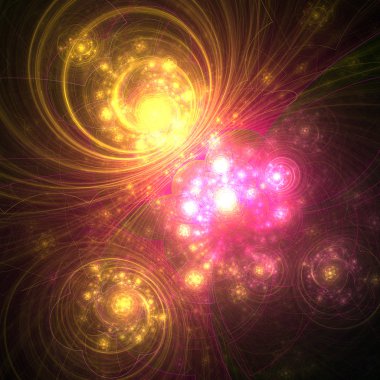 parlak altın fraktal desen, yaratıcı grafik tasarım için dijital sanat