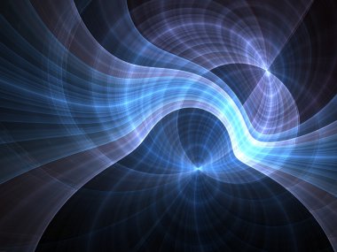 Deniz mavisi eğri fraktal çizgiler, yaratıcı grafik tasarım için dijital sanat