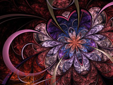 aşk temalı fraktal çiçek, yaratıcı grafik tasarım için dijital sanat