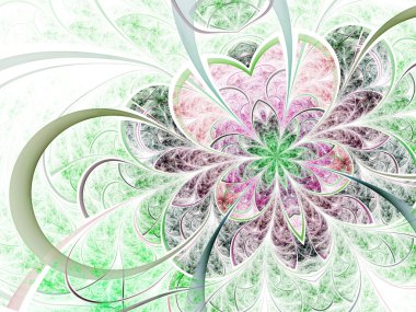 yumuşak renkli fraktal çiçek, yaratıcı grafik tasarım için dijital sanat