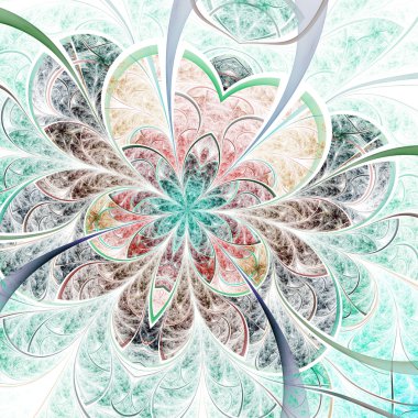 yumuşak ve hafif fraktal çiçek, yaratıcı grafik tasarım için dijital sanat