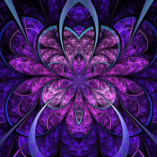 Dark purple fractal flower, digital artwork for creative graphic design — Stock Photo, Image