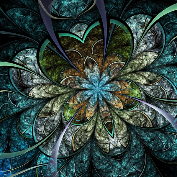 Flor fractal melancólica, obra de arte digital para design gráfico criativo — Fotografia de Stock