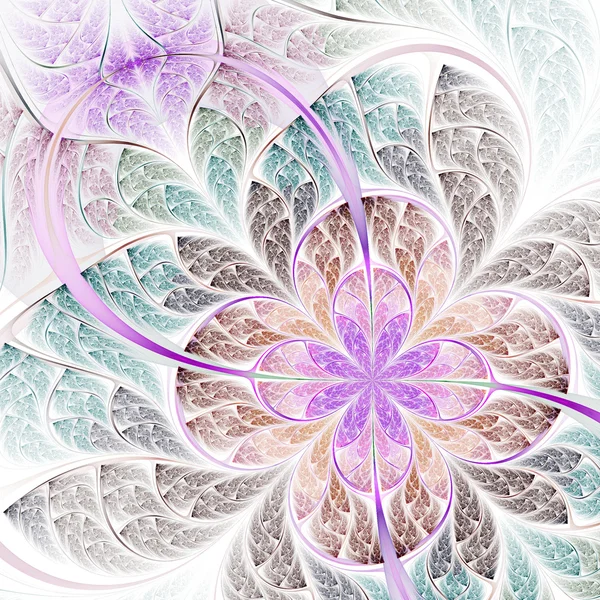 Soft colorful fractal flower, digital artwork for creative graphic design — Stock Photo, Image