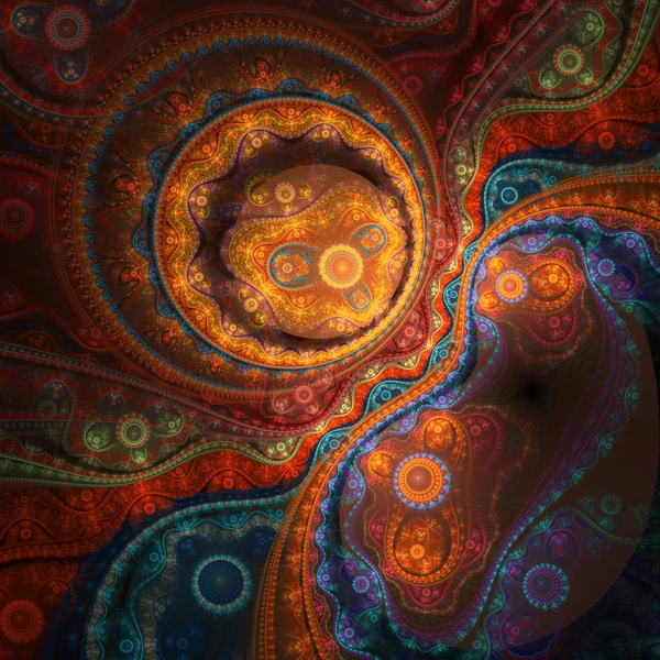 Πολύχρωμο fractal κουρδιστό, ψηφιακά έργα τέχνης για δημιουργική Γραφιστικής — Φωτογραφία Αρχείου