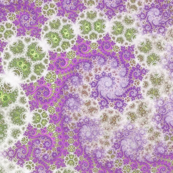 Tourbillons fractaux vert vif et violet, illustration numérique pour la conception graphique créative — Photo
