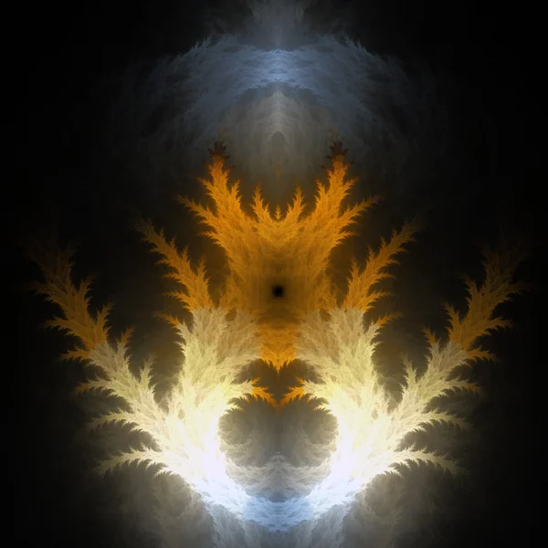 Перьевое золотое фрактальное растение в росте, цифровые произведения искусства для творческого графического дизайна — стоковое фото