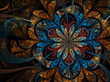 koyu altın fraktal çiçek, yaratıcı grafik tasarım için dijital sanat