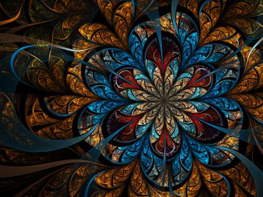 Dark gold fractal flower, digital artwork for creative graphic design