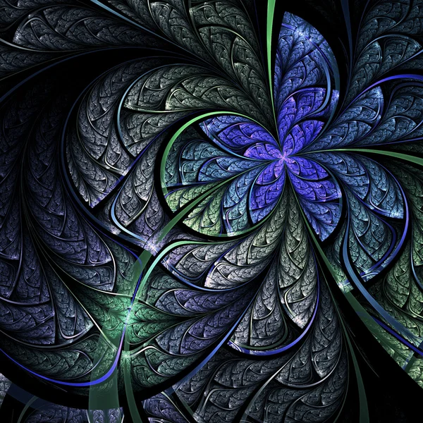 Flor fractal escura ou borboleta, arte digital para design gráfico criativo — Fotografia de Stock