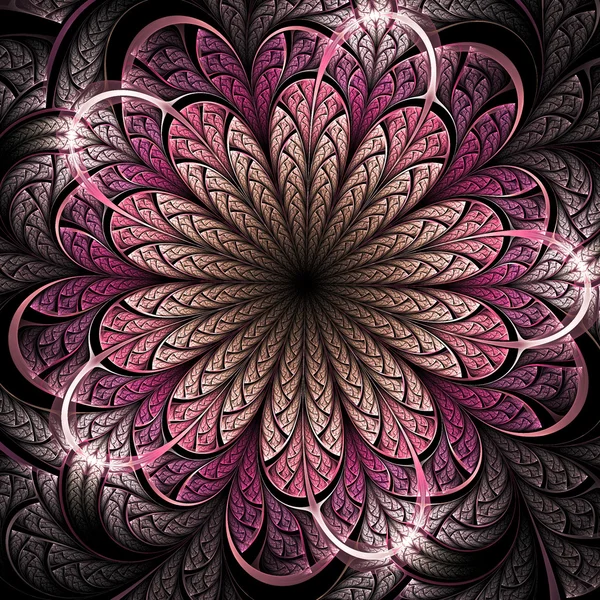 Dark pink fractal flower, digital artwork for creative graphic design — Stock Photo, Image