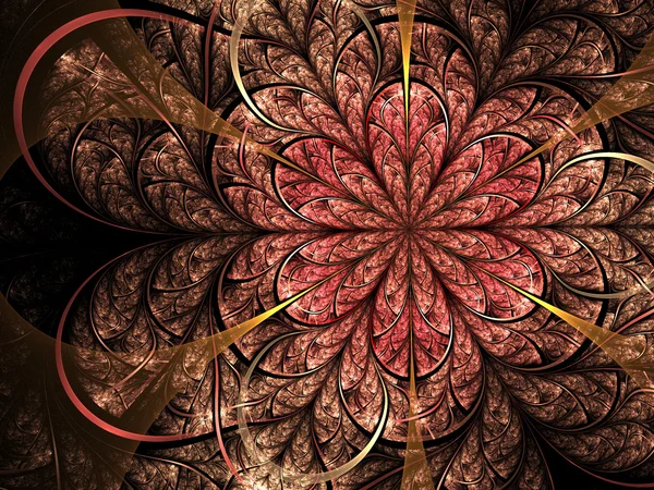 Feminina röda fraktal blomma, digitala konstverk för kreativ grafisk design — Stockfoto