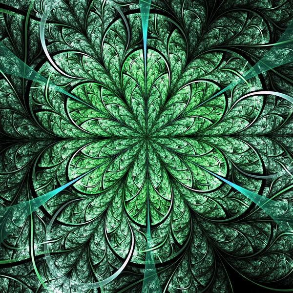 生动的绿色分形花，数字为图形创意设计图稿 — 图库照片