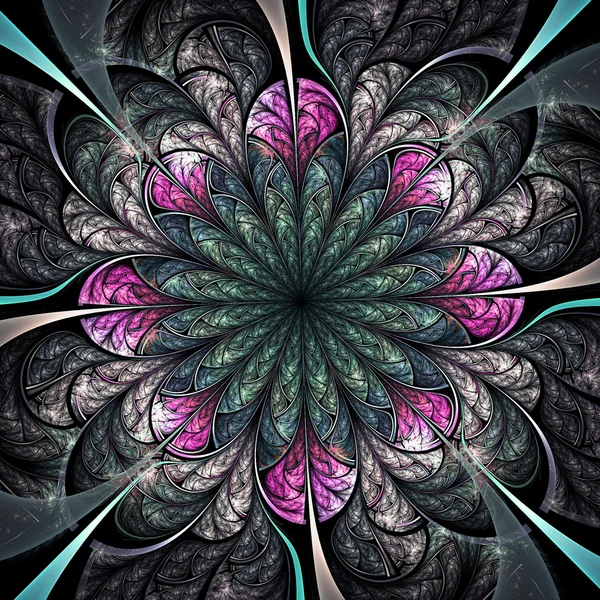 Fleur fractale foncée, illustration numérique pour la conception graphique créative — Photo
