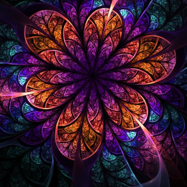 koyu renkli fraktal çiçek, yaratıcı grafik tasarım için dijital sanat
