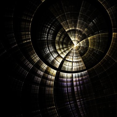 koyu altın fraktal zaman makinesi, dijital sanat yaratıcı grafik tasarım için
