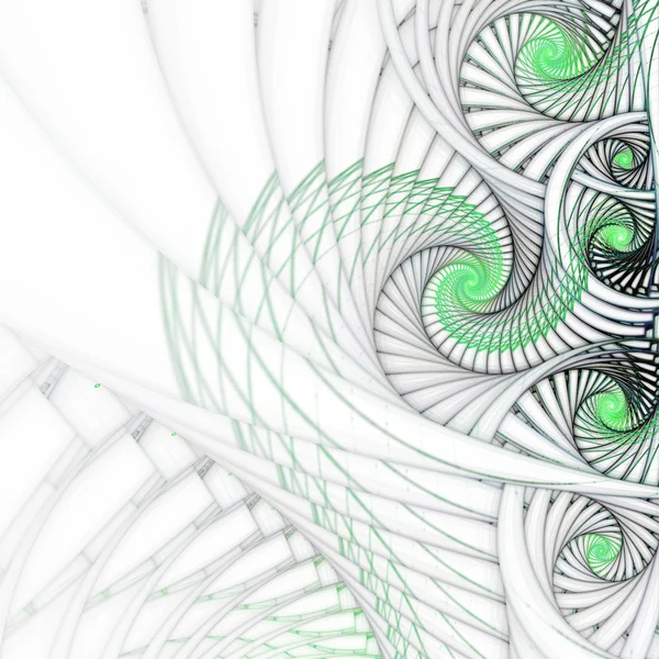 Düz yeşil fraktal spiraller, yaratıcı grafik tasarım için dijital sanat — Stok fotoğraf