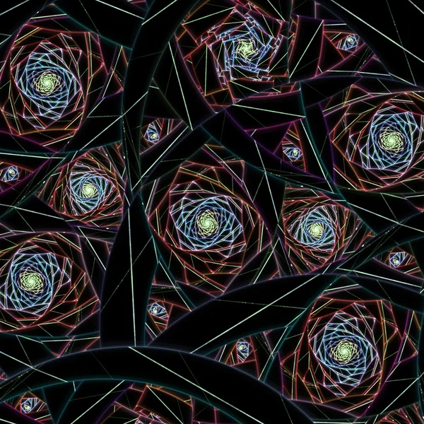 黑暗分形涡旋形图案，数码艺术作品的平面创意设计 — 图库照片