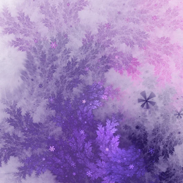 Rama fractal púrpura con copos de nieve, ilustraciones digitales para un diseño gráfico creativo — Foto de Stock
