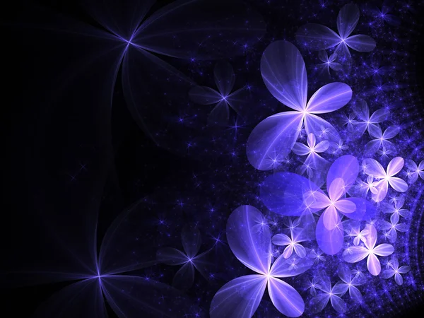 Glossy dark fractal flowers, digital artwork for creative graphic design — Stock Photo, Image