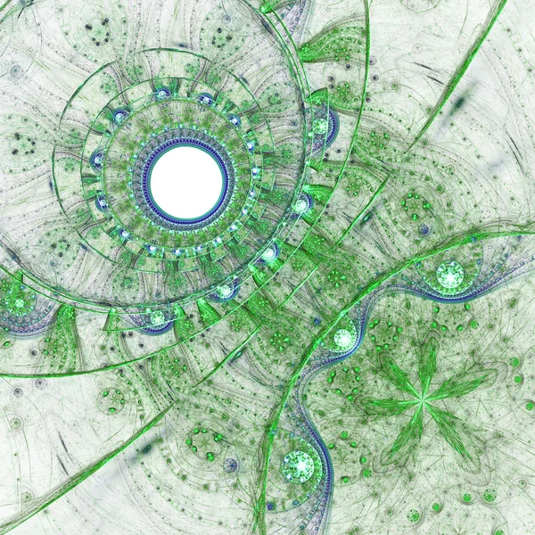 Máquina fractal verde brilhante, obra de arte digital para design gráfico criativo — Fotografia de Stock