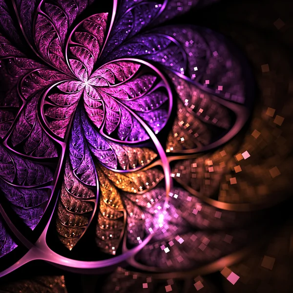 Mariposa fractal morada oscura o flor, obra de arte digital para un diseño gráfico creativo —  Fotos de Stock