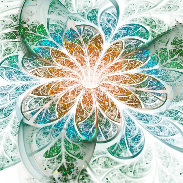 Fiore frattale colorato chiaro, opera d'arte digitale per il design grafico creativo — Foto Stock