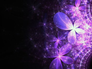 parlak mor fraktal çiçek desenli, yaratıcı grafik tasarım için dijital sanat