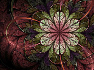 Bahar temalı fraktal çiçek, yaratıcı grafik tasarım için dijital sanat