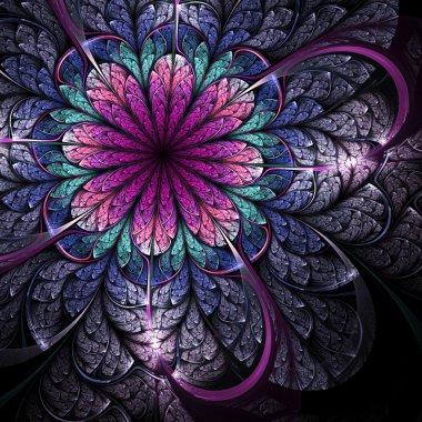 Koyu fraktal çiçek, yaratıcı grafik tasarımı için dijital sanat çalışması