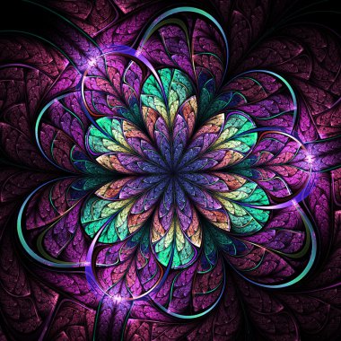 renkli fraktal çiçek, yaratıcı grafik tasarımı için dijital sanat çalışması
