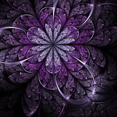 Menekşe fraktal çiçek, yaratıcı grafik tasarım için dijital sanat