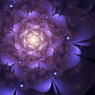 koyu mor fraktal çiçek, yaratıcı grafik tasarım için dijital sanat