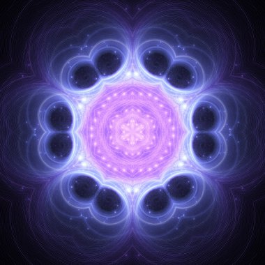 koyu mavi fraktal mandala, yaratıcı grafik tasarım için dijital sanat