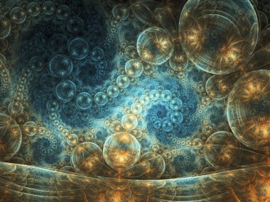 su temalı fraktal dalgalar, yaratıcı grafik tasarım için dijital sanat
