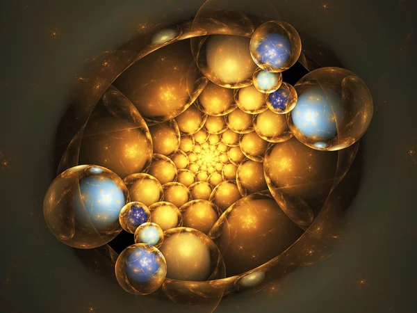 Infinite golden fractal swirl, digital artwork for creative graphic design — Stock Photo, Image