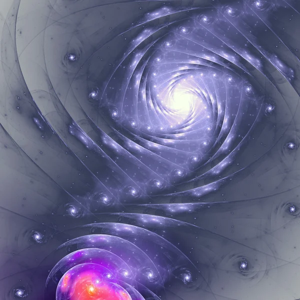 Shiny violet fractal spiral, digital artwork for creative graphic design — Stock Photo, Image