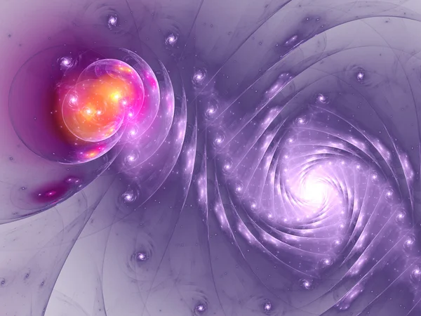 Espiral fractal violeta y naranja, obra de arte digital para un diseño gráfico creativo — Foto de Stock