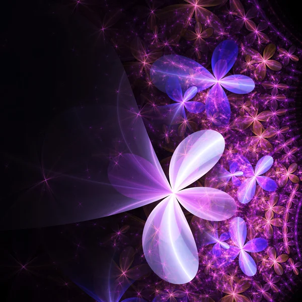 Padrão floral fractal roxo, arte digital para design gráfico criativo — Fotografia de Stock