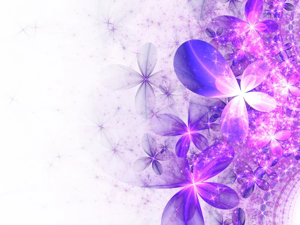 Zářivě fialová fraktální květiny, digitální kresby pro kreativní grafický design — Stock fotografie