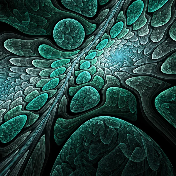 Espiral fractal verde, obra de arte digital para el diseño gráfico creativo —  Fotos de Stock