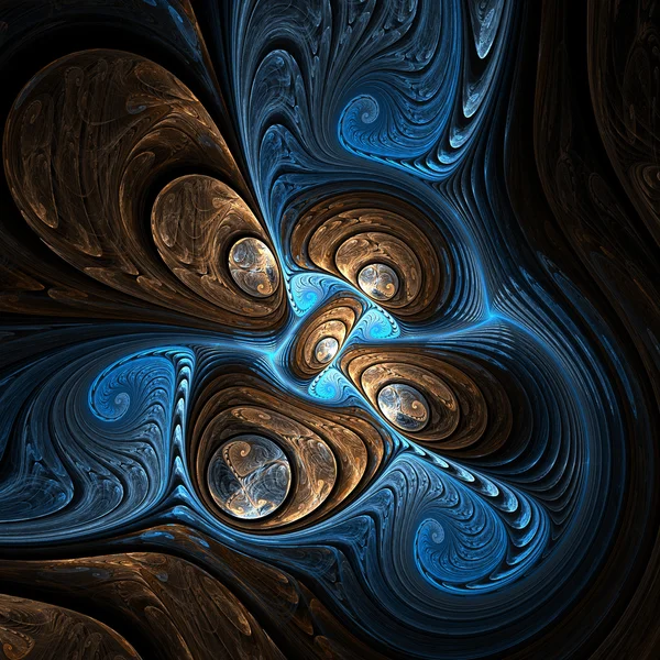 블루 프랙탈 소용돌이 패턴, 크리에이 티브 그래픽 디자인에 대 한 디지털 아트 워크 — 스톡 사진