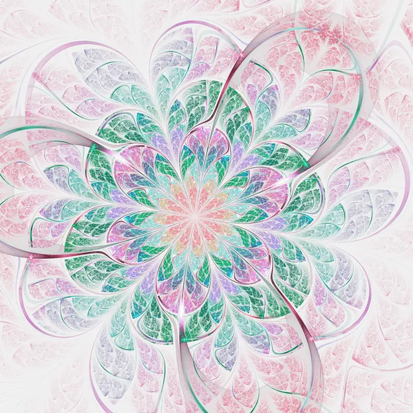 Lekki kolorowy kwiat fraktalny, grafika cyfrowa do kreatywnego projektowania graficznego — Zdjęcie stockowe