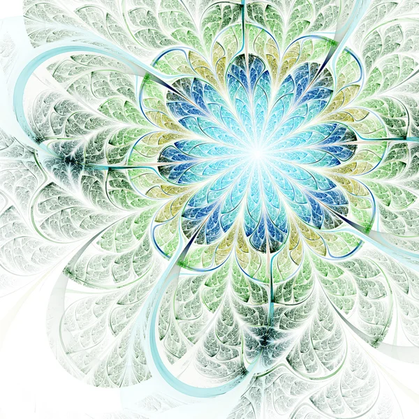 Light green fractal flower, digital artwork for creative graphic design — Stock Photo, Image